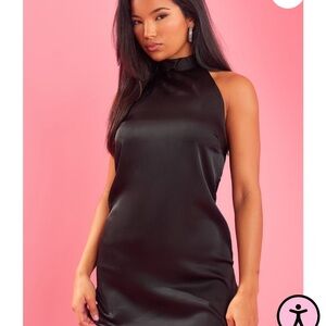 Black Halter-neck Midi Dress